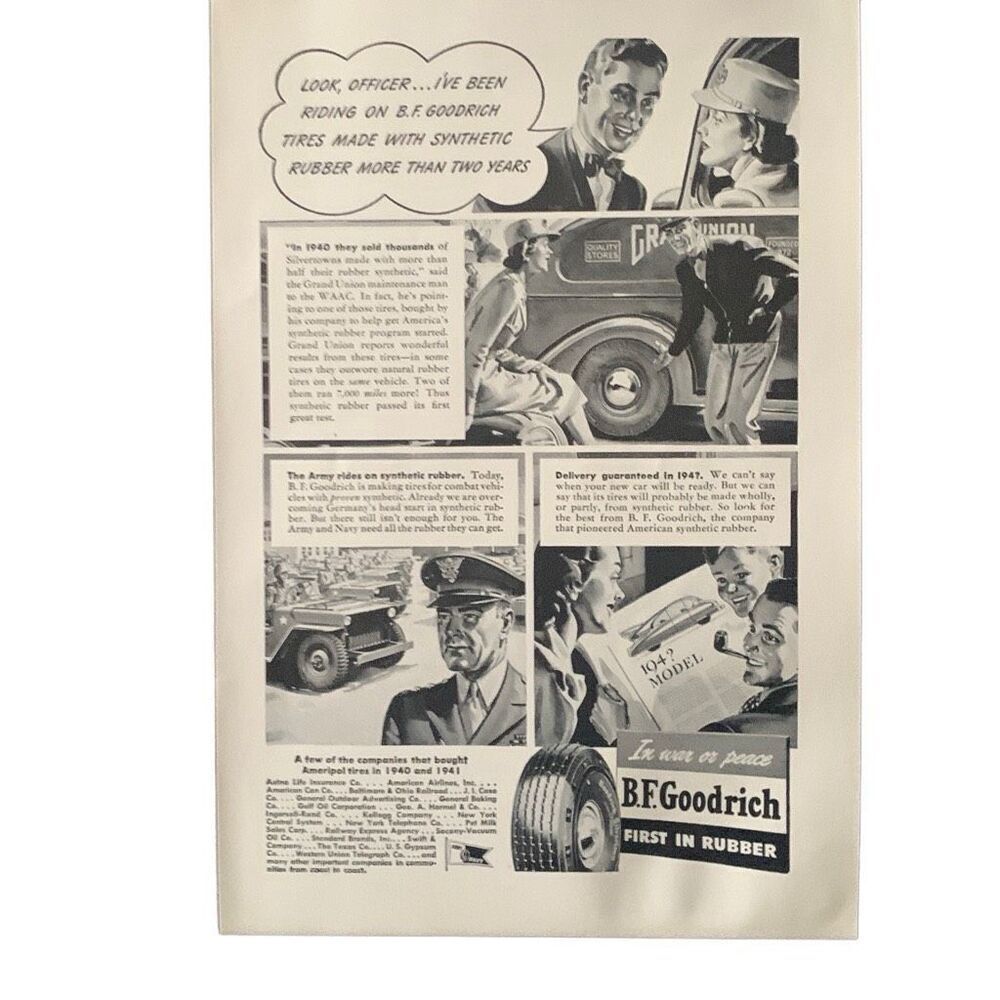 Vintage 1933 BF Goodrich Tire Look Officer Ad Advertisement